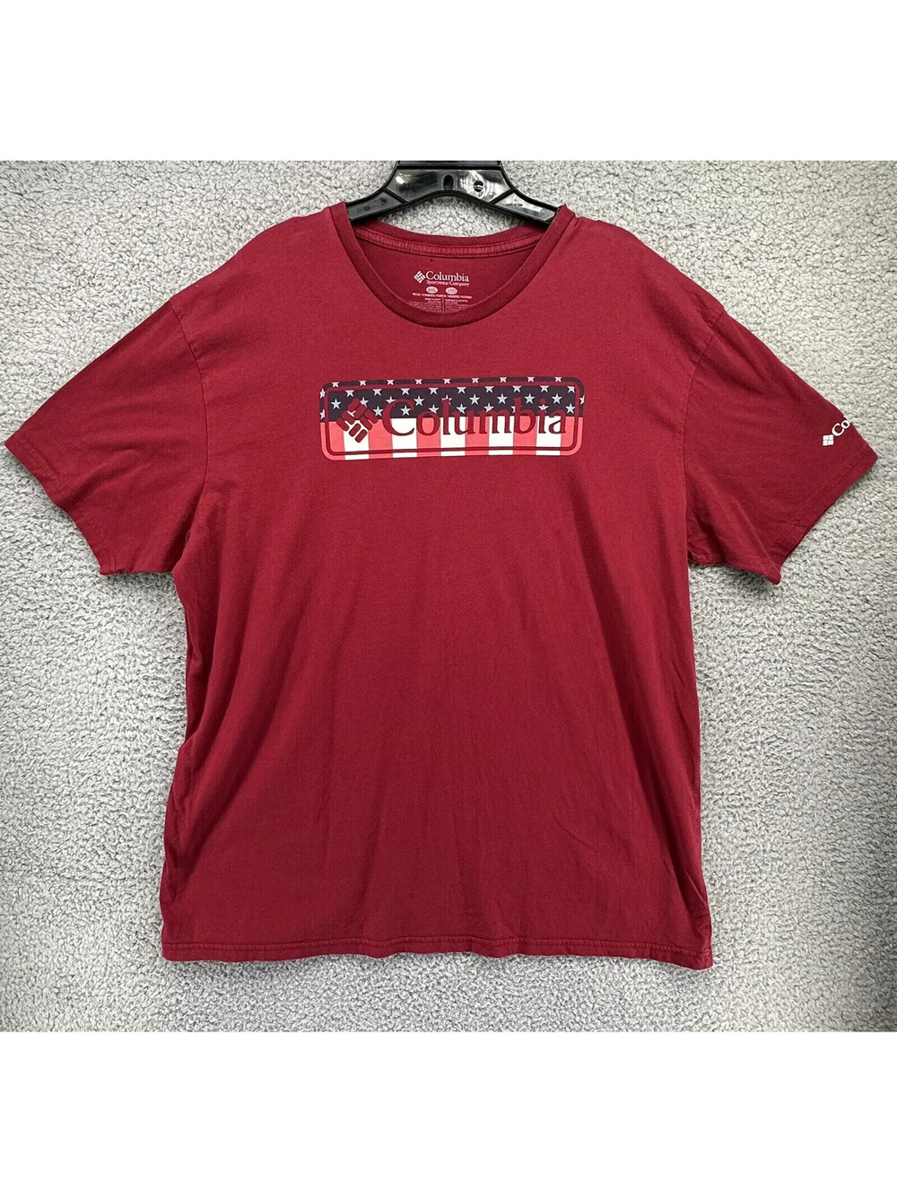 Columbia Men's Red XXL American Flag Patriotic USA T-Shirt Tee